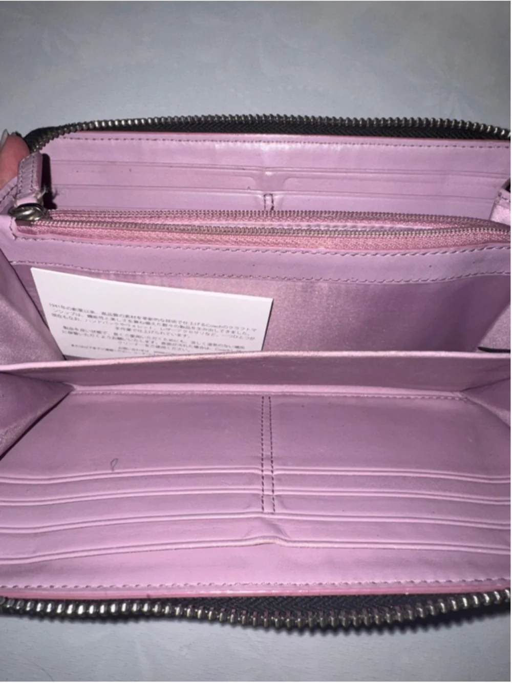 Coach Black Gray Op Art Zip Around Wallet Long Wallet Pink Interior - Picture 9 of 9